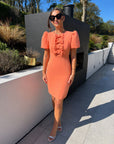 Coral Bow Mini Dress