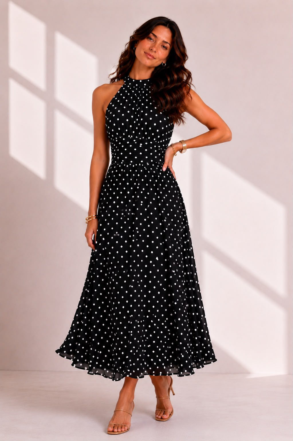 Gracie Polka Midi - Blk