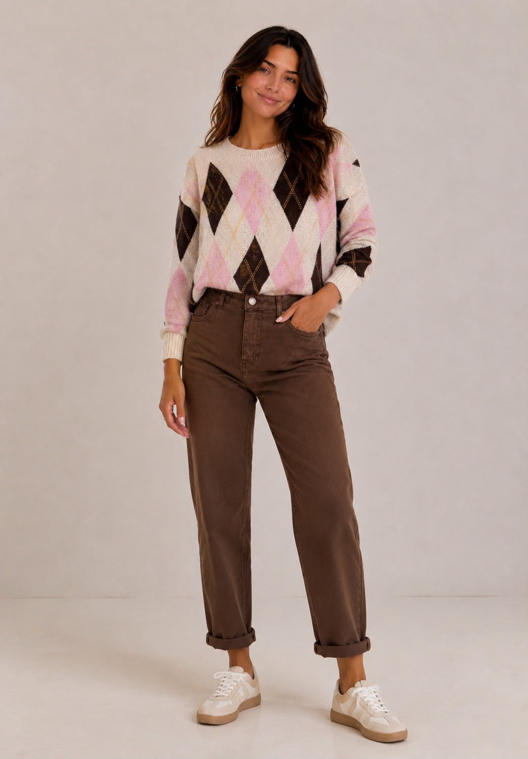 Ines Check Jumper - Pink