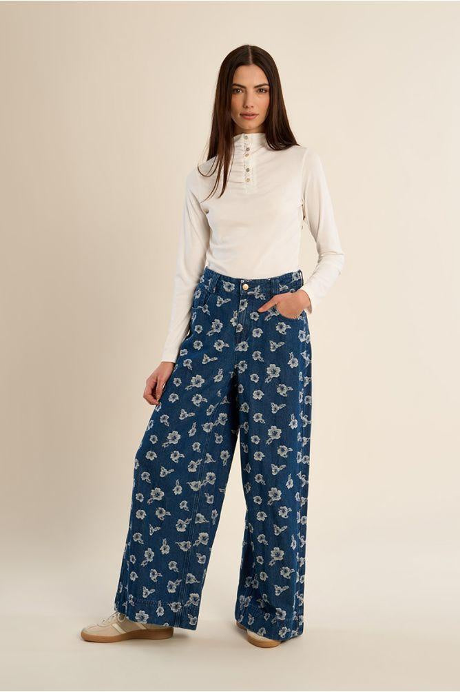 Valerie wide leg printed jeans