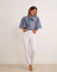 Eva Polka Blouse - Blue