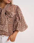 Eva Polka Blouse - Mocha