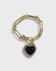 Black Heart T Bar Bracelet