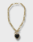 Black Heart T Bar Necklace