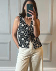 Calla Tie Waistcoat - Black Floral
