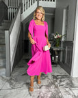 Nancy flare dress - Bright Pink