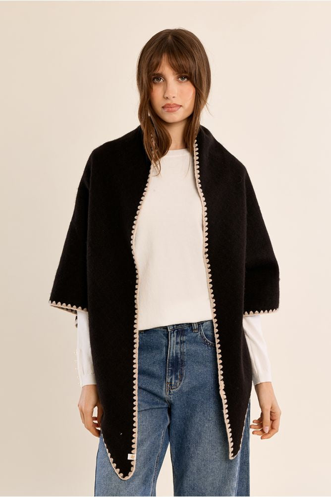 Nikki black knitted cape