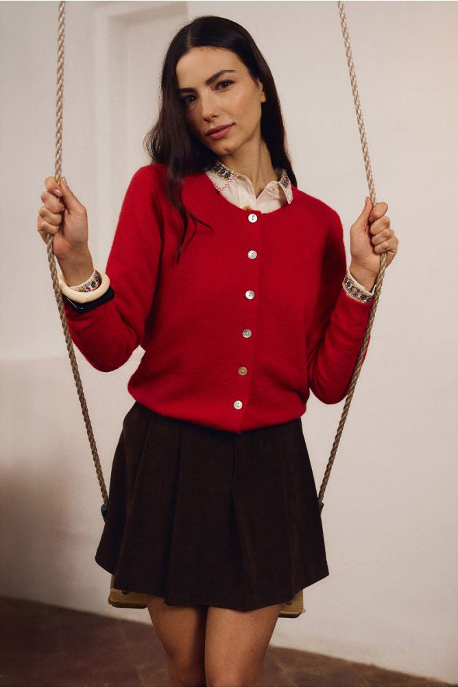Freya Knit Cardigan - Red