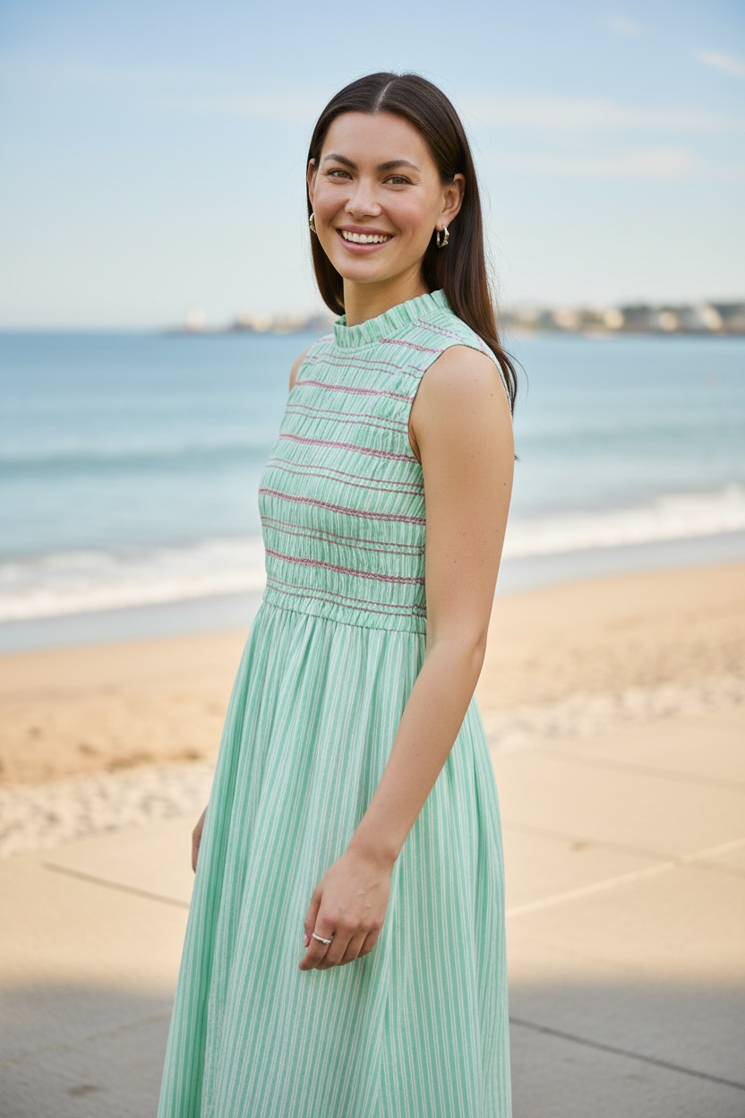 Locy Stripe Dress - Green
