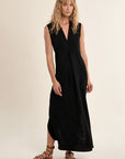 Abbey V Neck Midi - Black