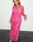 Pink Paisley Mesh Dress