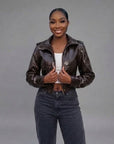 Pippa faux leather jacket- Brown