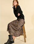 Leopard print satin skirt