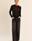 Clu Print Sheer Top - Black