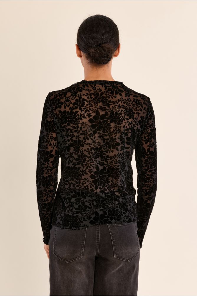 Clu Print Sheer Top - Black
