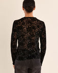 Clu Print Sheer Top - Black