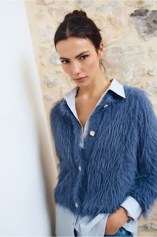 Sarl Knit Cardigan - Grey/Blue