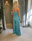 Eloise Halter Jumpsuit - Turquoise