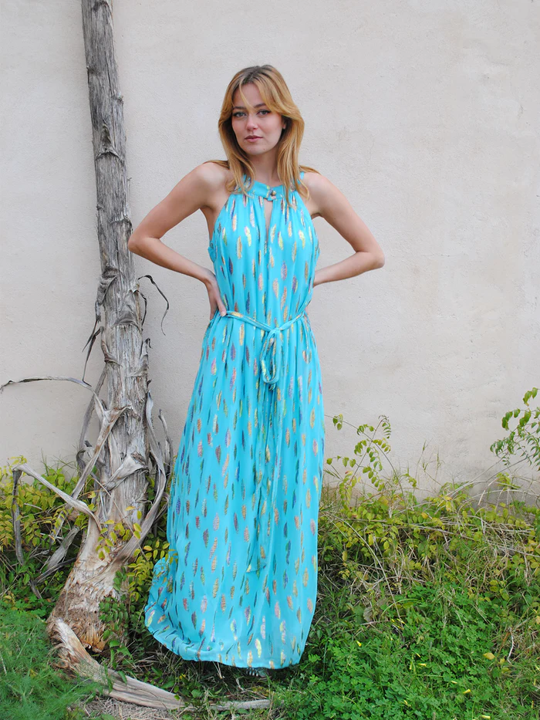 Liz Dress - Turquoise Metallic Sunset